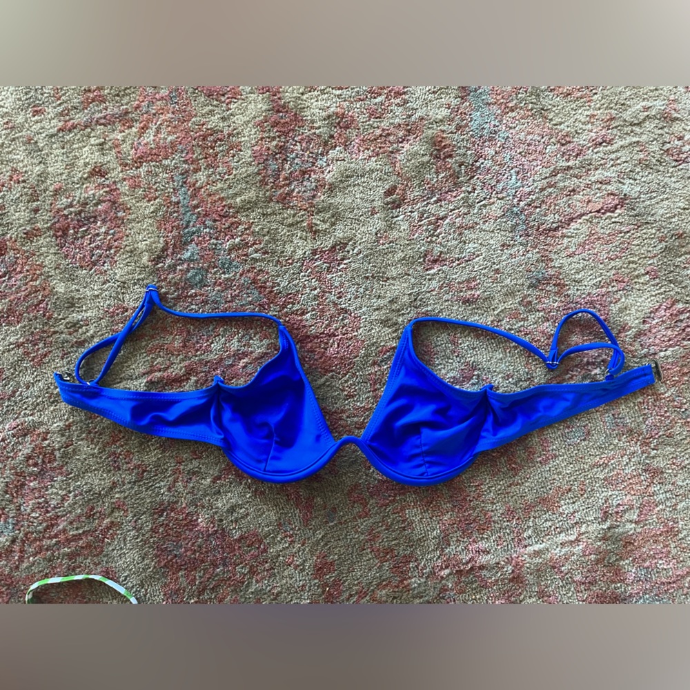 Blue Wired Bikini Top